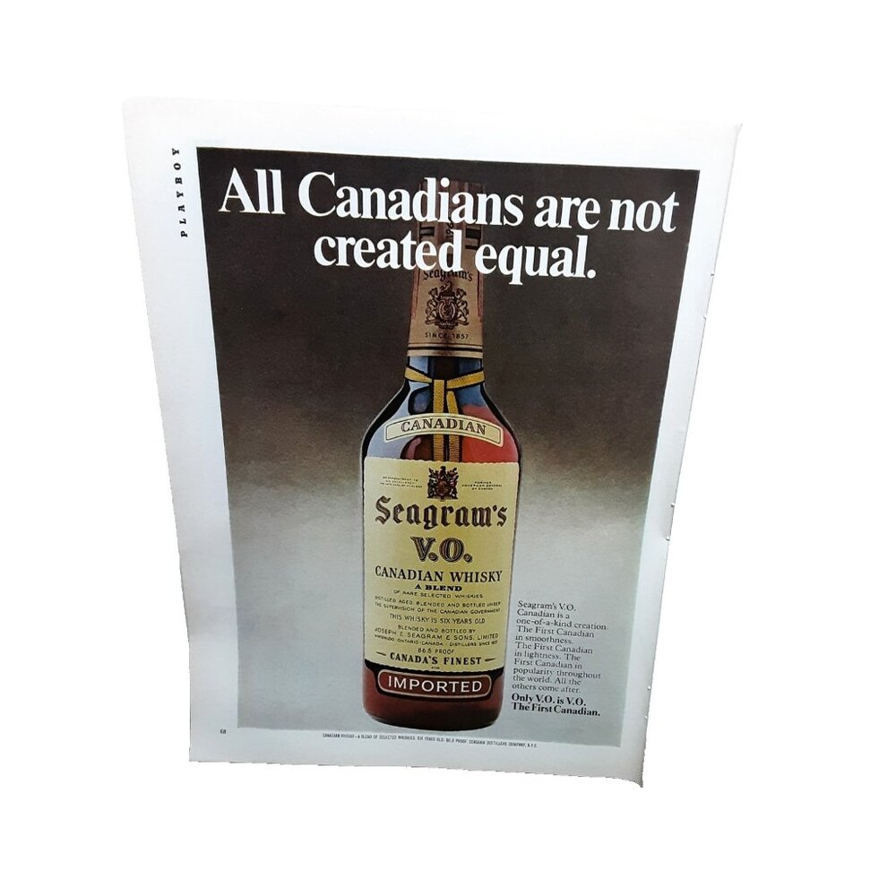 1974 Seagram’s V.O. Canadian Whisky Print Ad Vintage Liquor Advertising